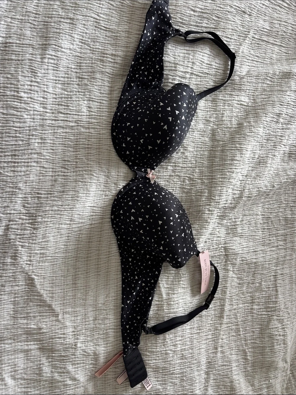Victoria's Secret Black Bra with White Heart Print